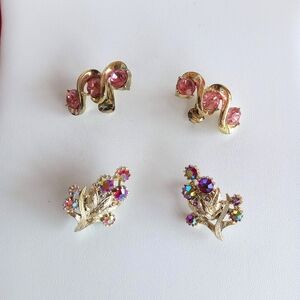 VTG Lot Coro Clip On Earrings Lot Of 2 Signed